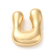 Brass Pendant, Real 18K Gold Plated, Letter U, 22x17x6.7mm, Hole: 3x2.4mm(KK-O145-01U-G)