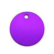Colored Aluminum Pendants, Laser Cut, Double Sided Dog Pet Name Phone Number ID Tag Charm, Flat Round, Blue Violet, 30x1mm, Hole: 3.5mm(ALUM-S018-JA633-9)