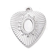 304 Stainless Steel Pendant Cabochon Settings, Heart, Stainless Steel Color, Tray: 4x6mm, 19x16x1.5mm, Hole: 1.2mm(STAS-G287-11P)