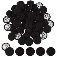 Elite 50Pcs Cloth Shank Buttons, with Zinc Alloy Finding, Flat Round, for Overcoat Garment Accessories, Black, 19x8mm, Hole: 3x3mm(BUTT-PH0001-27B)