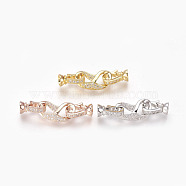 Brass Micro Pave Cubic Zirconia Fold Over Clasps, Clear, Mixed Color, 38mm, Inner: 4mm(KK-P164-16)