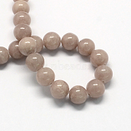 Natural Dyed Yellow Jade Gemstone Bead Strands, Round, Camel, 10mm, Hole: 1mm, about 40pcs/strand, 15.7 inch(G-R271-10mm-YXS06)