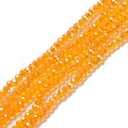 Electroplate Glass Beads Strands, AB Color Plated, Faceted, Rondelle, Orange, 3x2mm, Hole: 0.8mm, about 165~169pcs/strand, 15~16 inch(38~40cm)(EGLA-A034-T2mm-B01)