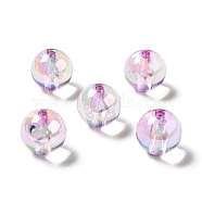 UV Plating Rainbow Iridescent Acrylic Beads, Round, Lilac, 15~15.5x15.5~16mm, Hole: 2.7mm(TACR-D010-01D)
