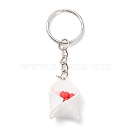 Heart Bouquet Keychain, Valentine's Day Polymer Clay Pendant Keychain, with 304 Stainless Steel Findings, Platinum, 8.1cm(KEYC-JKC00378)