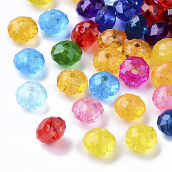 Transparent Plastic Beads, Faceted, Rondelle, Mixed Color, 8x5.5mm, Hole: 1.8mm, about 3000pcs/500g(KY-I004-02)