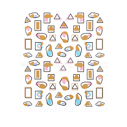 Summer Nail Decals Stickers, Flower Fruit Word Flamingo Pattern Self-adhesive Nail Art Supplies, for Woman Girls DIY Nail Art Design, Colorful, Geometric Pattern, 90x77mm(MRMJ-R102-DP8027)