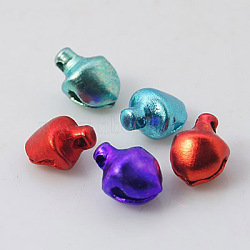 Iron Bell Charms, Nice For Christmas Day Decoration, Mixed Color, 8x6mm, Hole: 1mm(X-IFIN-E004-M)