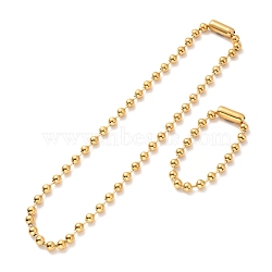 Vacuum Plating 304 Stainless Steel Ball Chain Necklace & Bracelet Set, Jewelry Set with Ball Chain Connecter Clasp for Women, Golden, 8-7/8 inch(22.4~61.3cm), Beads: 8mm(STAS-D181-01G-01D)