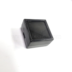 Plastic Jewelry Storage Boxes, with Visual Window and Sponge Inside, Square, Black, 2.95x2.95x1.65cm(OBOX-WH0007-16)