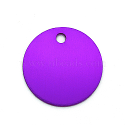 Colored Aluminum Pendants, Laser Cut, Double Sided Dog Pet Name Phone Number ID Tag Charm, Flat Round, Blue Violet, 30x1mm, Hole: 3.5mm(ALUM-S018-JA633-9)