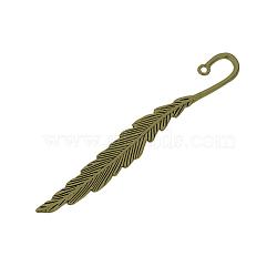 Tibetan Style Alloy Bookmarks, Feather, Cadmium Free & Lead Free, Antique Bronze, 115x14.5x3mm, Hole: 2.5mm, about 95pcs/1000g(TIBEP-Q061-48AB-LF)