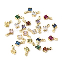 Brass Micro Pave Cubic Zirconia Charms, Rhombus Charms, Golden, Mixed Color, 10.5x6x3mm, Hole: 1.2mm(KK-F929-02G)