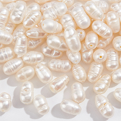3 Strands Natural Cultured Freshwater Pearl Beads Strands, Idea for Mother's Day Gift, Rice Beads, Beige, 5.6~7x4~5mm, Hole: 0.8mm, about 27pcs/strand, 7.1 inch(18cm)(PEAR-NB0002-25)