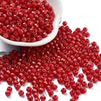 Baking Paint Glass Seed Beads, Bicone, FireBrick, 4.5x3.5mm, Hole: 1.4mm, about 5625pcs/pound