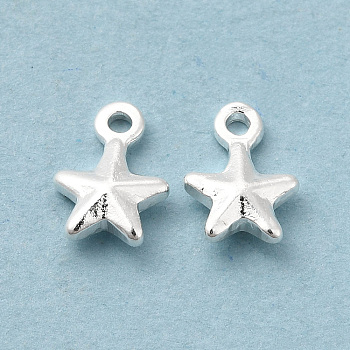 Brass Charms, Cadmium Free & Lead Free, Star Charm, 925 Sterling Silver Plated, 7x5x2mm, Hole: 0.5mm