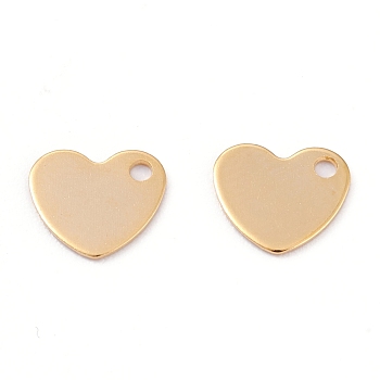 201 Stainless Steel Charms, Laser Cut, Heart, Real 18k Gold Plated, 8x9x0.7mm, Hole: 1.4mm