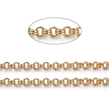 3.28 Feet Soldered Brass Rolo Chains, Belcher Chain, Long-Lasting Plated, Real 18K Gold Plated, 2x1mm