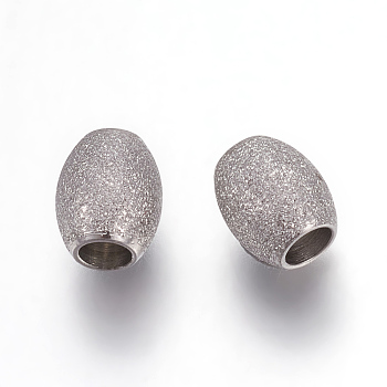 304 Stainless Steel Beads, Textured Beads, Oval, Stainless Steel Color, 6x5mm, Hole: 2.2mm