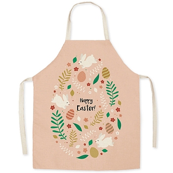 Cute Easter Egg Pattern Polyester Sleeveless Apron, with Double Shoulder Belt, for Household Cleaning Cooking, Dark Salmon, 470x380mm