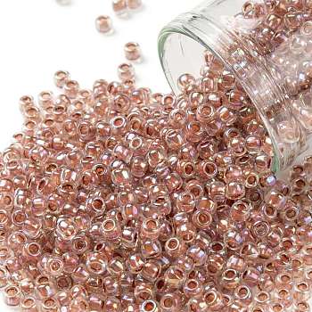 TOHO Round Seed Beads, Japanese Seed Beads, (784) Inside Color AB Crystal/Sandstone Lined, 8/0, 3mm, Hole: 1mm, about 222pcs/bottle, 10g/bottle