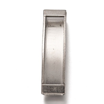 304 Stainless Steel Slide Charms, Curved Tube, Stainless Steel Color, 46x10.5x6mm, Hole: 9.5x4mm