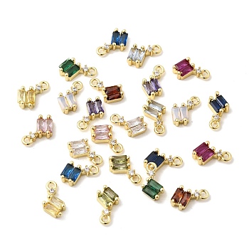 Brass Micro Pave Cubic Zirconia Charms, Rhombus Charms, Golden, Mixed Color, 10.5x6x3mm, Hole: 1.2mm
