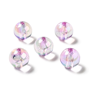 UV Plating Rainbow Iridescent Acrylic Beads, Round, Lilac, 15~15.5x15.5~16mm, Hole: 2.7mm