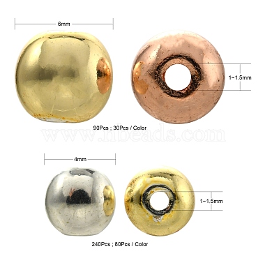 330 pièces 6 styles 3 couleurs galvanoplastie brins de perles d'hématite synthétiques non magnétiques(G-FS0001-07)-3
