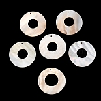 Natural Freshwater Shell Pendants, Flat Round Charms, Seashell Color, 40x2~3.5mm, Hole: 1.8~2mm(SH-CBA93AD-15)