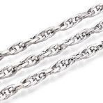 Iron Rope Chains, Unwelded, Nickel Free, Platinum Color, with Spool, link: 4mm thick, wire: 0.9mm, about 328.08 Feet(100m)/roll(CHP006Y-NF)