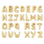 Brass Slider Charms, Rack Plating, Lead Free & Cadmium Free, Long-Lasting Plated, Real 18K Gold Plated, Letter A~Z, 13.5~15x8~13.5x4.5mm, Hole: 10.5x2mm(KK-L243-33G)