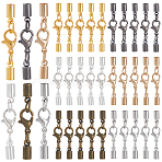 48Pcs 6 Colors Brass Lobster Claw Clasps, with Cord Ends, Mixed Color, 35mm, 8pcs/color(KK-SC0005-86)