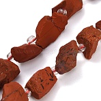Natural Red Jasper Beads Strands, Raw Rough, Nuggets, with Seed Beads, 13~23x12~16x6~13mm, Hole: 1mm, about 11~13pcs/strand, 7.44''(18.9cm)~7.99''(20.3cm)(GG-CBA0B77-A22-03)