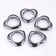 Non-Magnetic Synthetic Hematite Pendants, Heart, 34x35x6mm, Hole: 1mm, Inner Diameter: 22mm(G-P061-14A)