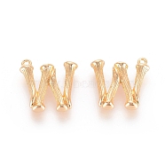 Brass Pendants, Letter, Real 18K Gold Plated, Letter.W, 17.5x18x4mm, Hole: 1mm(X-KK-T038-193G-W)