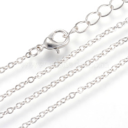 Iron Cable Chains Necklace Making, with Lobster Clasps, Soldered, Platinum, 17.7 inch(45cm)(X-MAK-R016-45cm-P)