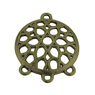 Tibetan Style Alloy Chandelier Components Links, Flat Round, Cadmium Free & Nickel Free & Lead Free, Antique Bronze, 26x21x5mm, Hole: 1mm, about 457pcs/750g(TIBE-Q064-16AB-NR)