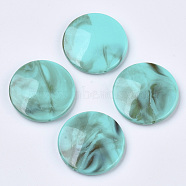Acrylic Beads, Imitation Gemstone, Flat Round, Medium Turquoise, 31.5x6mm, Hole: 1.5mm, about 120pcs/500g(OACR-R073-06)