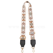 Flower Pattern Polyester Adjustable Bag Handles, with Iron Swivel Clasps, for Bag Straps Replacement Accessories, White, 86.4~142.2x3.75cm(FIND-WH0129-25A)