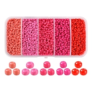 1900Pcs 5 Colors Baking Paint Glass Seed Beads, 8/0, Mixed Color, 3~3.5mm, Hole: 1~1.2mm, 18g, about 380pcs/color(SEED-YW0001-76A)