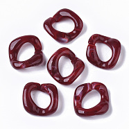 Acrylic Linking Rings, Quick Link Connectors, For Curb Chains Making, Imitation Gemstone Style, Twist, Dark Red, 26.5x27.5x8mm, Inner Diameter: 17.5x11.5mm, about: 133pcs/392g(OACR-S021-25L)
