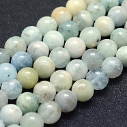 Natural Aquamarine Beads Strands, Grade AB-, Round, 8mm, Hole: 1mm, about 49pcs/strand, 15.5 inch(39.5cm)(G-P342-11-8mm-AB-)