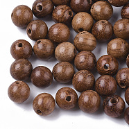 Natural Wood Beads, Waxed Wooden Beads, Undyed, Round, Sienna, 6mm, Hole: 1.4mm, about 4343pcs/500g(WOOD-S666-6mm-01)