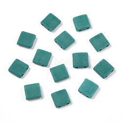 Opaque Acrylic Slide Charms, Square, Dark Cyan, 5.2x5.2x2mm, Hole: 0.8mm.(OACR-Z010-01T)