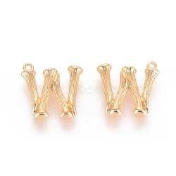 Brass Pendants, Letter, Real 18K Gold Plated, Letter.W, 17.5x18x4mm, Hole: 1mm(X-KK-T038-193G-W)