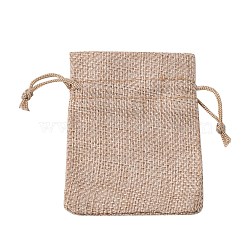 Burlap Packing Pouches Drawstring Bags, Dark Khaki, 23x17cm(ABAG-Q050-17x23-01)