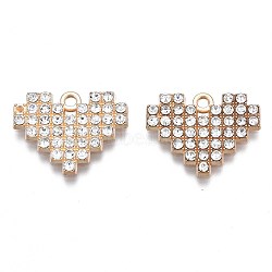 Alloy Pendants, with Crystal Rhinestone, Cadmium Free & Nickel Free & Lead Free, Light Gold, Heart, Light Gold, 16x20.5x2mm, Hole: 1.6~1.8mm(PALLOY-S132-313)