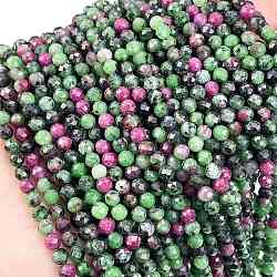 Natural Ruby in Zoisite Beads Strands, Faceted, Round, 4mm, Hole: 0.8mm, about 100pcs/strand, 15.51''(39.4cm)(X-G-L597-C02-03)