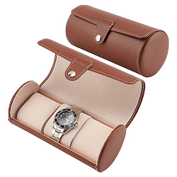 Column PU Leather Watch Boxes, Wristwatch Organizer Storage Case with Pillow, Saddle Brown, 19.5x9.4cm, Inner Diameter: 18.1x7.8cm(CON-WH0094-07B-WH)